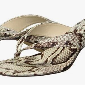 Vince Camuto Cream and Brown Sandals with Snakeskin Pattern
